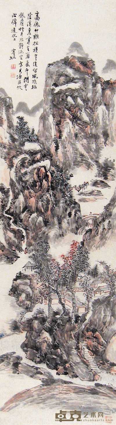 黄宾虹 山水 立轴 145×40cm